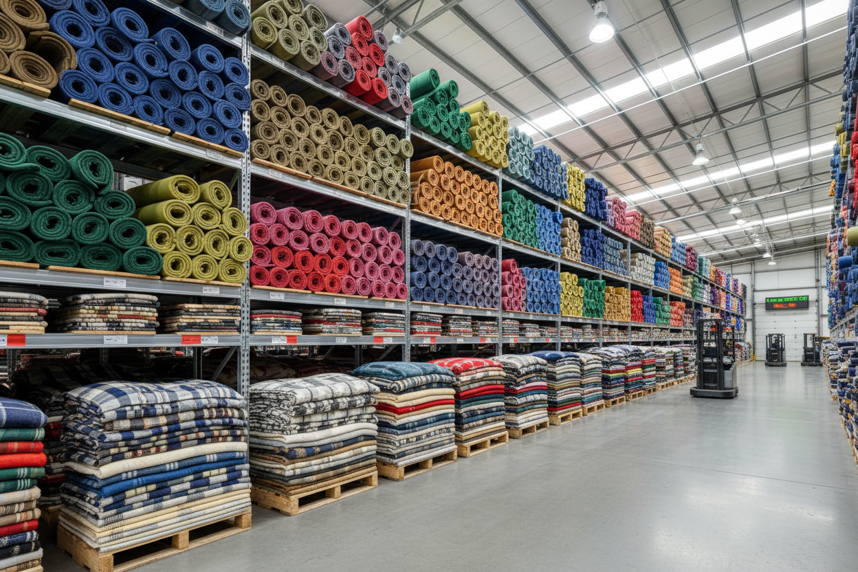 warehouse of sleeping mats, blankets