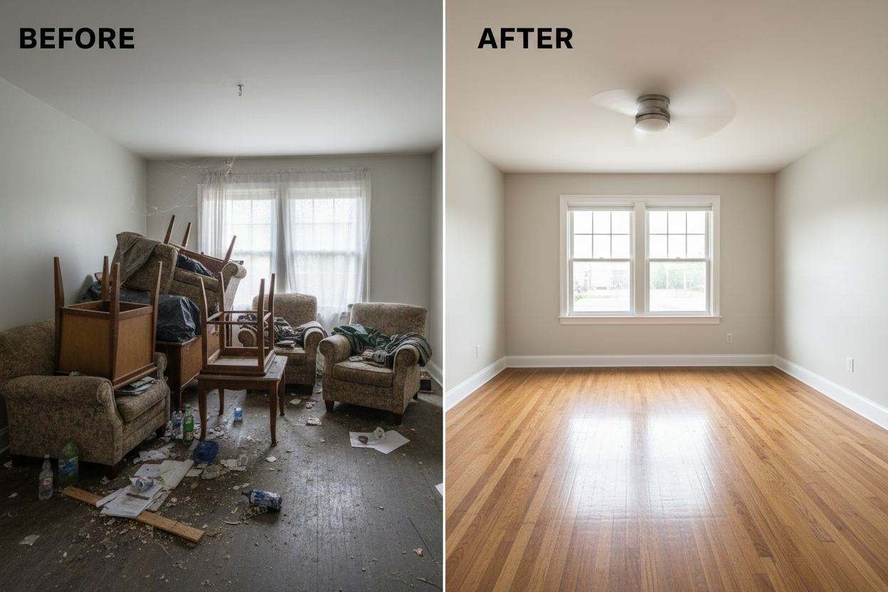 image of property cleanout services before and after